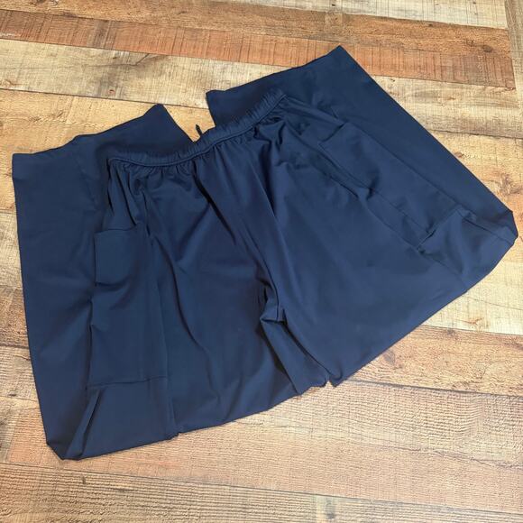 Halara NEW Wmn Navy Blue Pull-On Palazzo Flowy Wide Leg Pants Sz L Drawstring - Picture 8 of 8